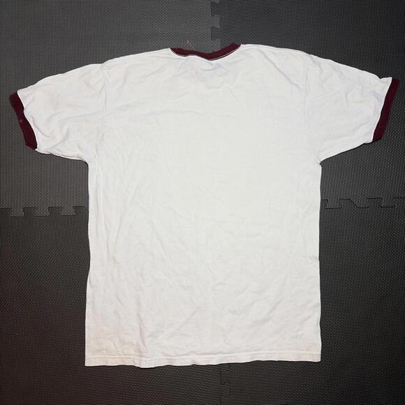 Vintage Champion White Blank T-Shirt Size Large USA 80s 90’s Maroon Sleeve VTG￼ - Picture 6 of 7